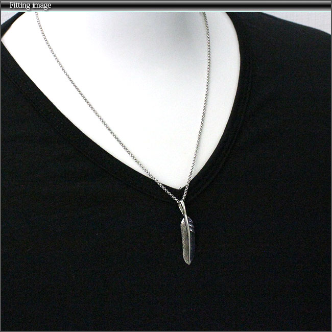 シルバー925 フェザーシルバーネックレス チェーン付き : 革財布