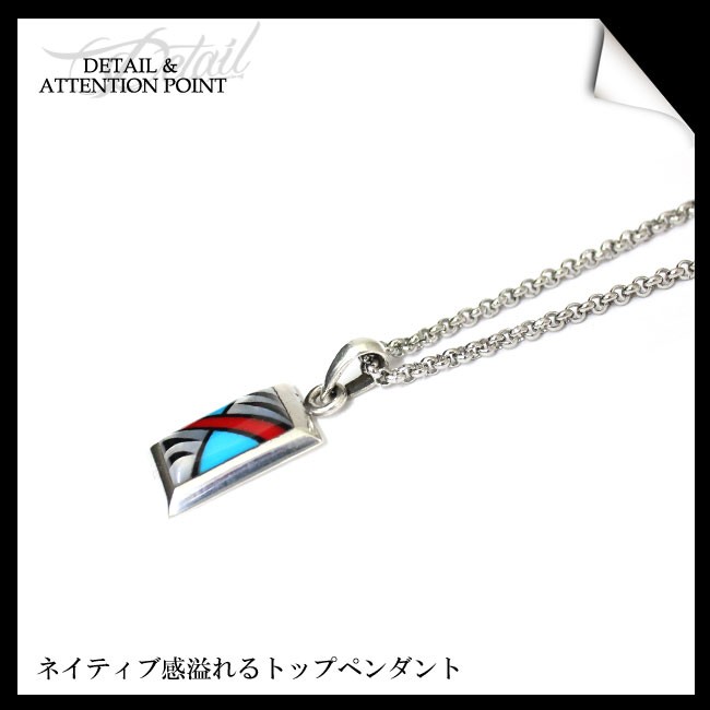 ネックレス シルバー925 メンズ レディース ズニ族スクエアプレート