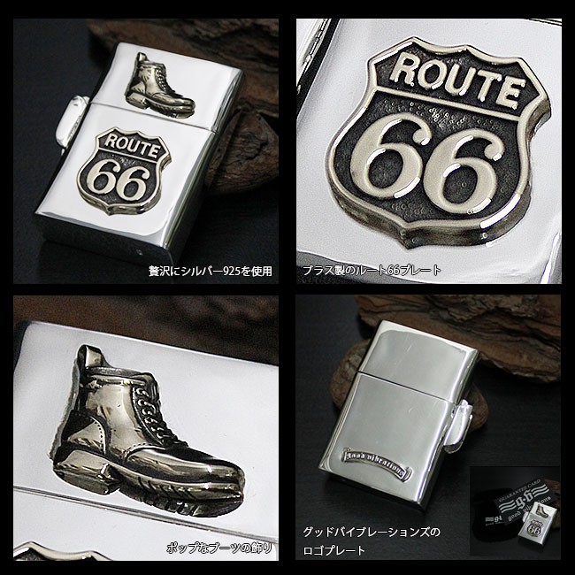 good bibrations zippo route 66 ジッポ Zippo Route 66 Emblem Logo Metal Silver Brass Oil Lighter