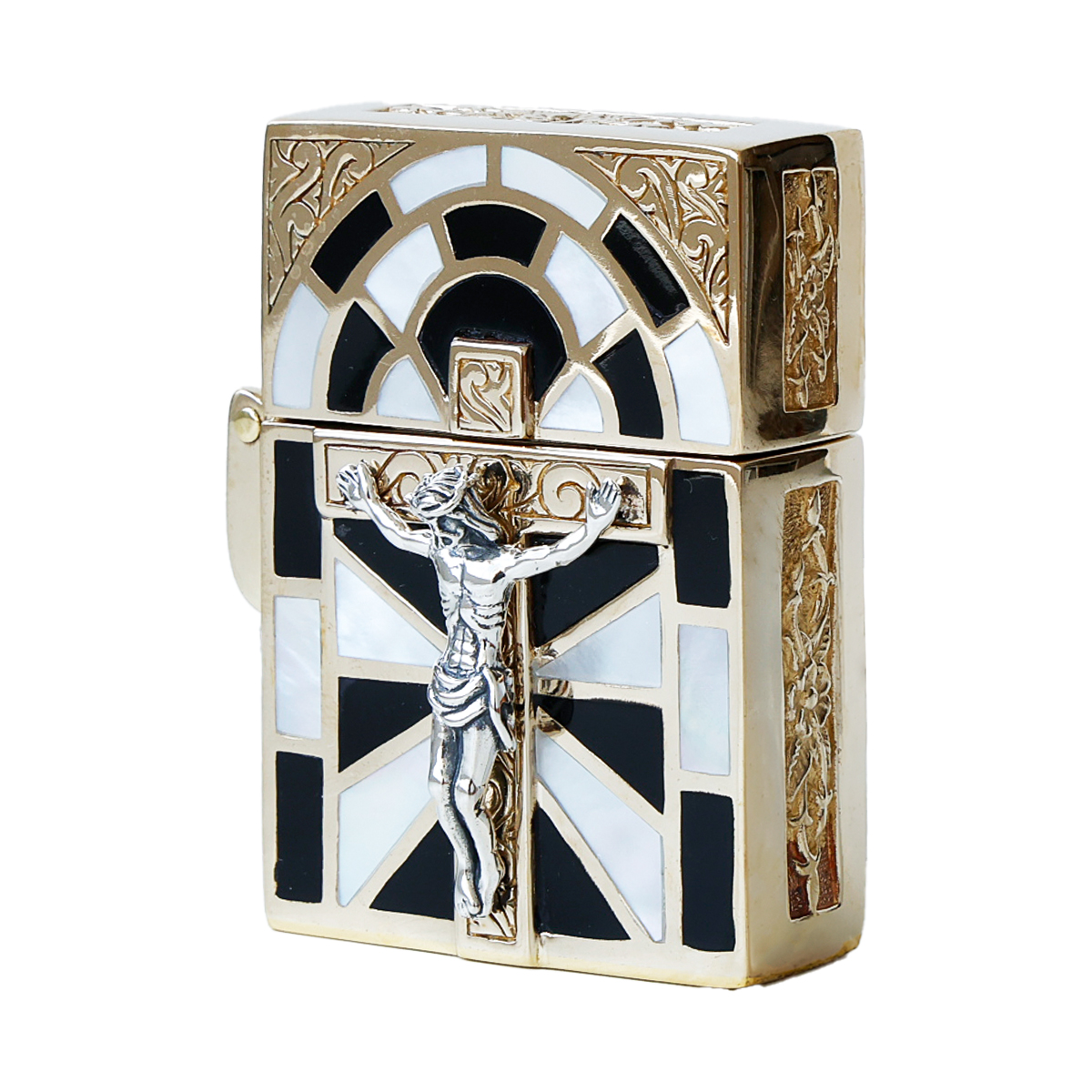 good vibrations グッドバイブレーション Zippo ジッポライター キリスト ステンドグラス シェル シルバー925 ブラス 真鍮 アンティーク調 |  | 01