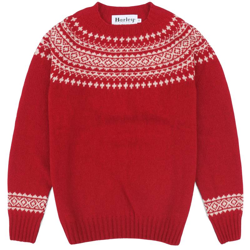 MAISON FLANEUR / Crew Neck Melange Sweater/セーター(厚手)/46/コットン/RED/総柄/17SMUS// Harley of SCOTLAND（ハーレーオブスコットランド） ノルディック柄