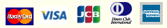 VISA、Master、JCB、Diners、AMEX