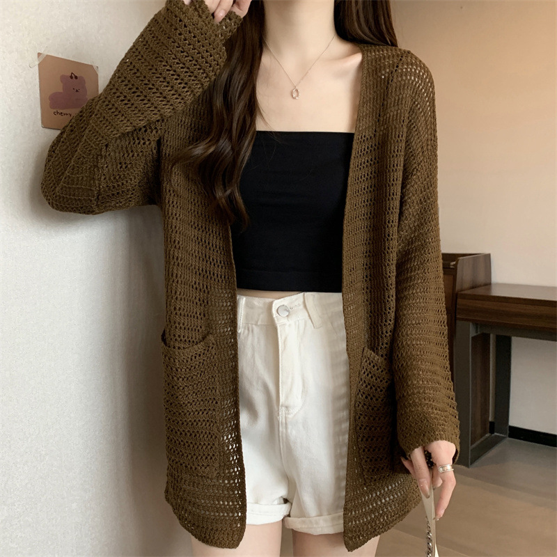 カーディガン 透かし編みニット 春コーデ  レディース ゆったり 羽織 長袖　春用 ボレロ 冷房 オフィス 日焼け デート 公園　 | ブランド登録なし | 01