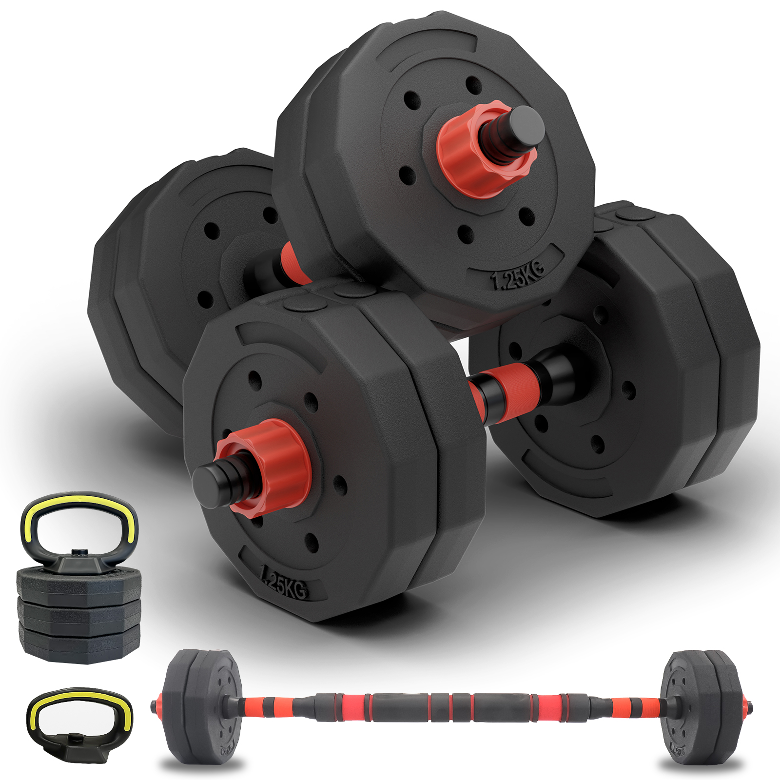 片手10kg可変ダンベル×2個 ラバー付 Mad Bull ダンベル 可変式 10kg 2個 セット スチールダンベル