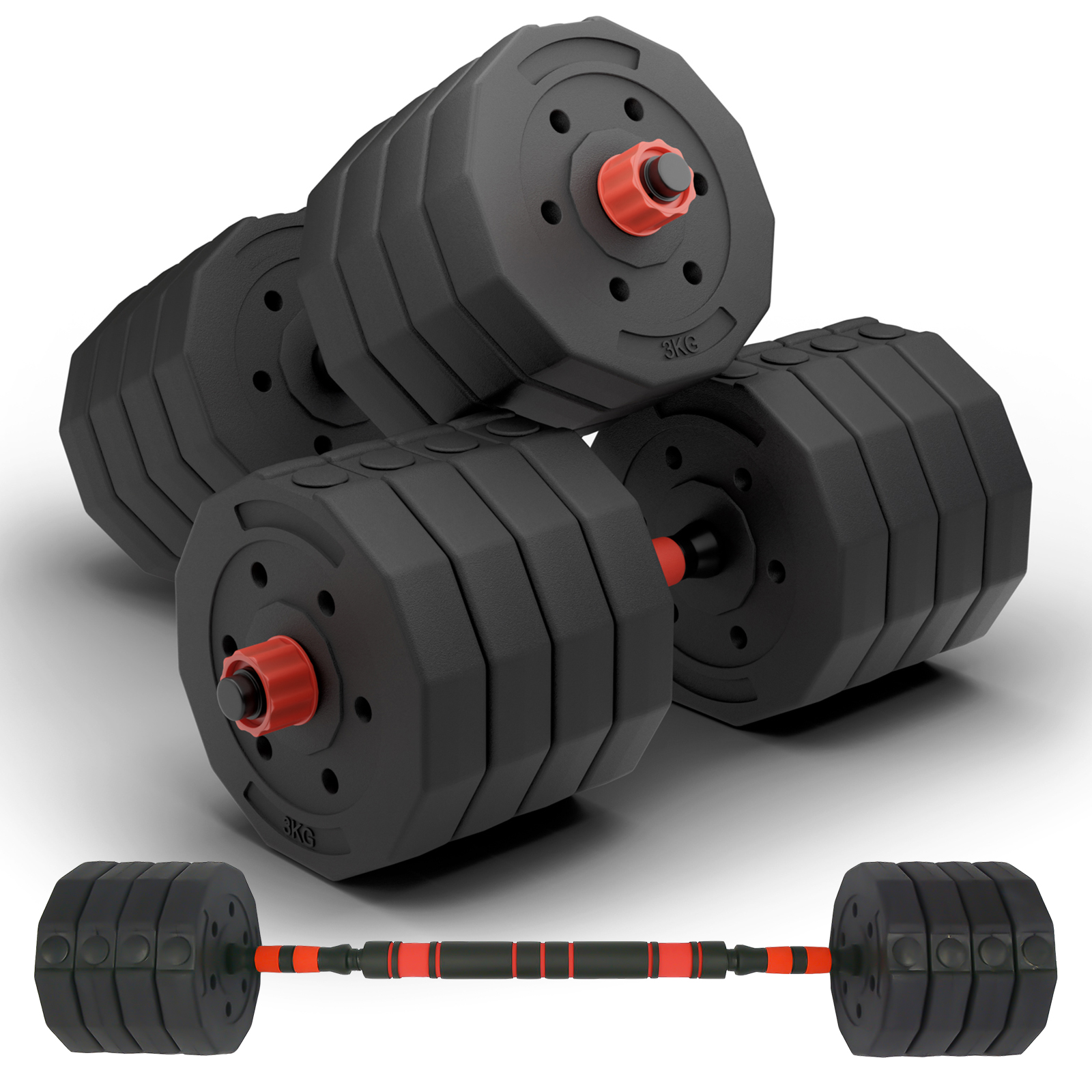 計50kg 可変式ダンベル＆バーベル 筋トレ 角型 ダイエット トレーニング ダンベル 可変式 50kg 40kg 30kg 20kg 10kg 2個セット 5kg 筋