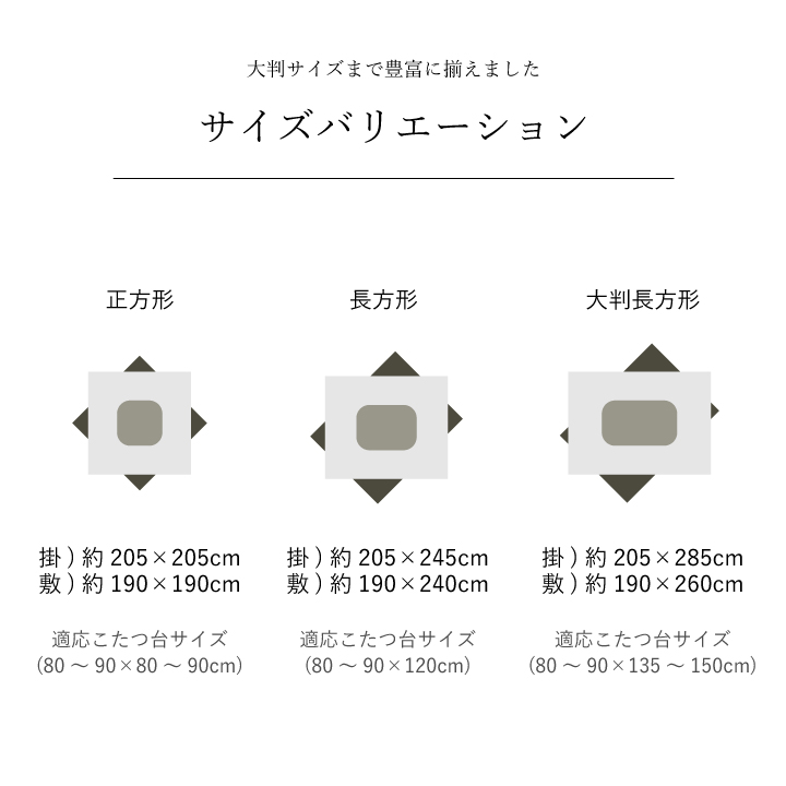 京好み 掛敷セット (I) 日本製 こたつ布団 こたつ厚掛敷 セット 和柄 長方形 大判 約 205×285cm_11