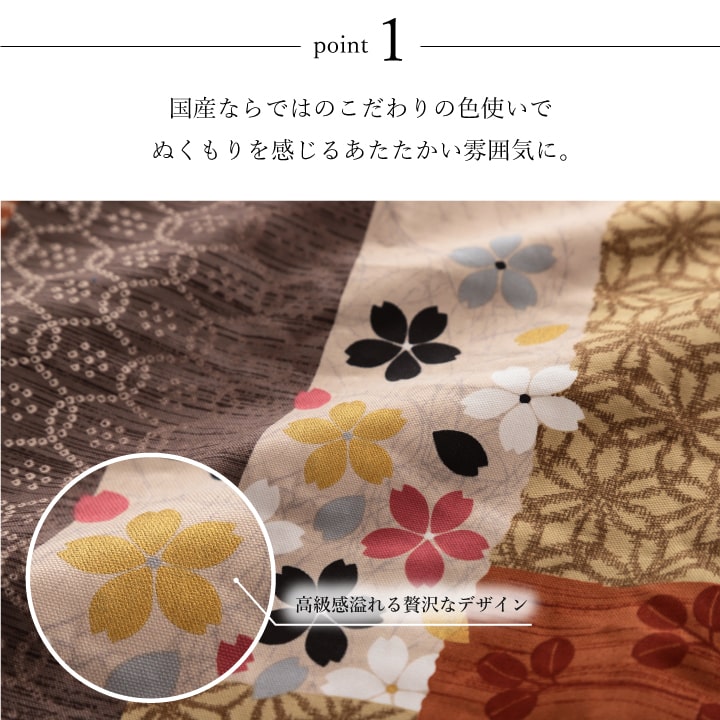京好み 掛敷セット (I) 日本製 こたつ布団 こたつ厚掛敷 セット 和柄 長方形 大判 約 205×285cm_2