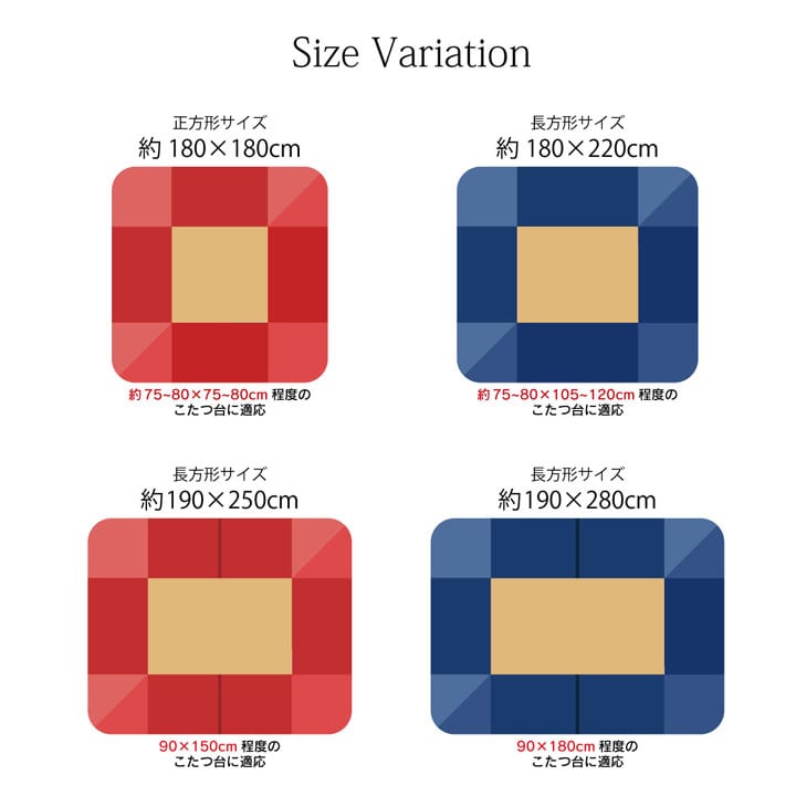 リーチェ 大判省スぺ (I) こたつ布団 長方形 大判 省スぺース ノルディック 約190×280cmの画像