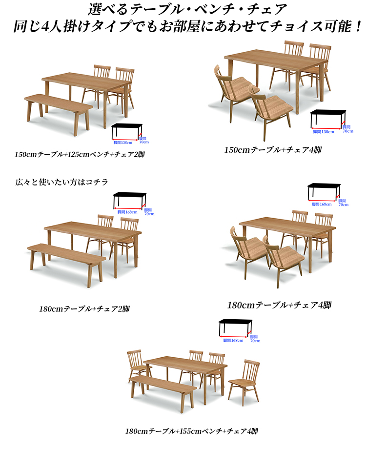 ダイニングテーブル 木製 180 単品 6人掛け 無垢 ナチュラル kaede かえで タモ材 北欧調 なぐり調 1800 ダイニング 食卓テーブル｜deaini-kansya｜10