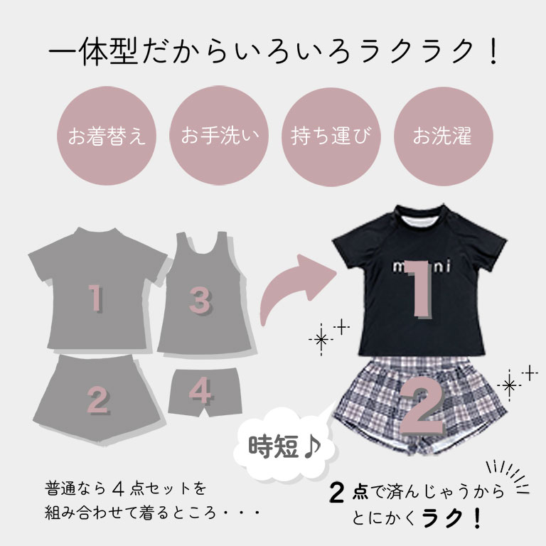 キッズ水着 セパレート 女の子 2点セット ショートパンツ T