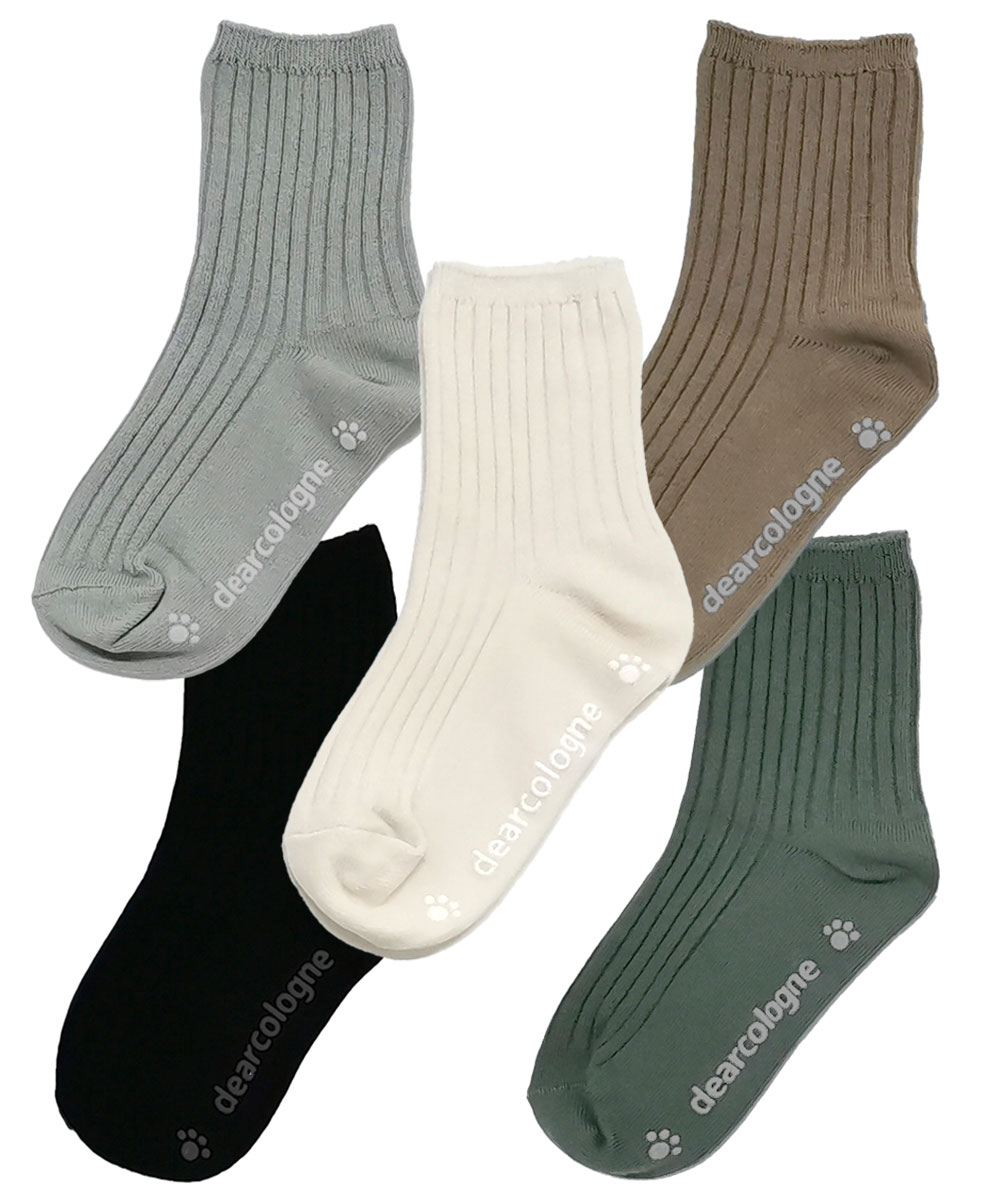 靴下 キッズ 5足組 セット レディース ソックス リブソックス くつ下 丈夫 リブ シンプル おしゃれ 無地 クルー丈 男の子 女の子 綿 返品不可 ds032set5 |  | 03