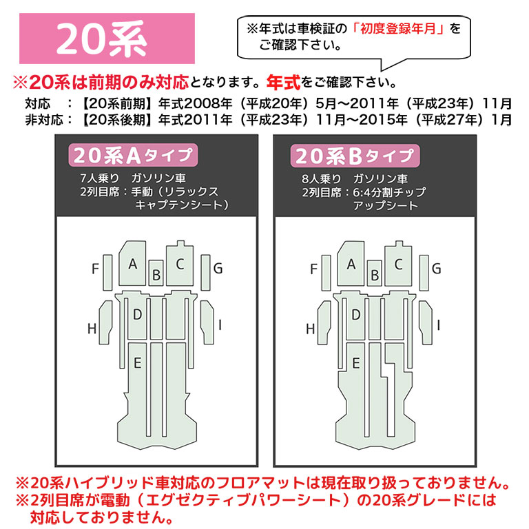 アルファード フロアマット 40系 30系 20系 フルセット ヴェルファイア 7人 8人 防水 新型 ハイグレード カーマット ラグマット 高級 PVC 分割型 dz097 |  | 12