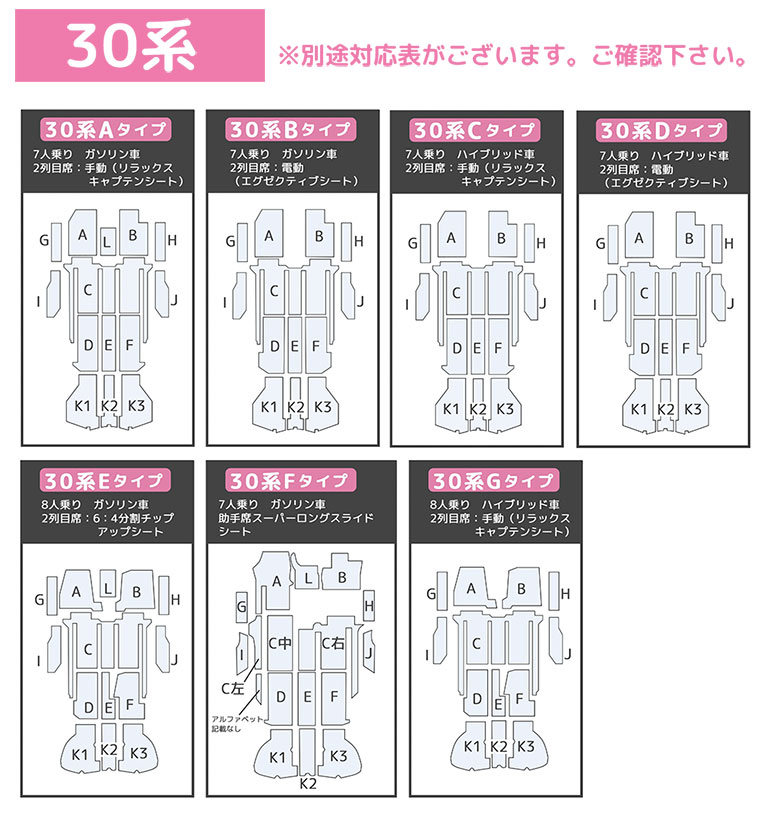アルファード フロアマット 40系 30系 20系 フルセット ヴェルファイア 7人 8人 防水 新型 ハイグレード カーマット ラグマット 高級 PVC 分割型 dz097 |  | 14