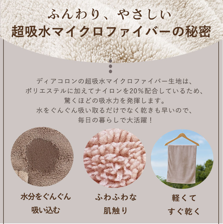 コンパクトなバスタオル 超吸水 ミニバスタオル お風呂上がり ふわふわ