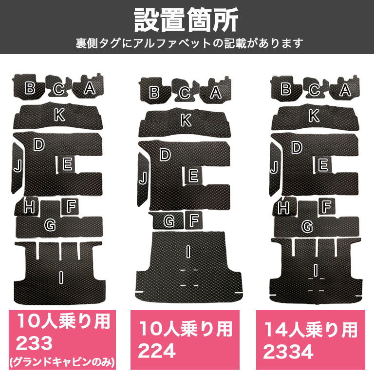 ハイエース14人乗り，一台分フロアマットセト ハイエース 10人乗り 233 224 14人乗り 2334 自動車用 フロアマット