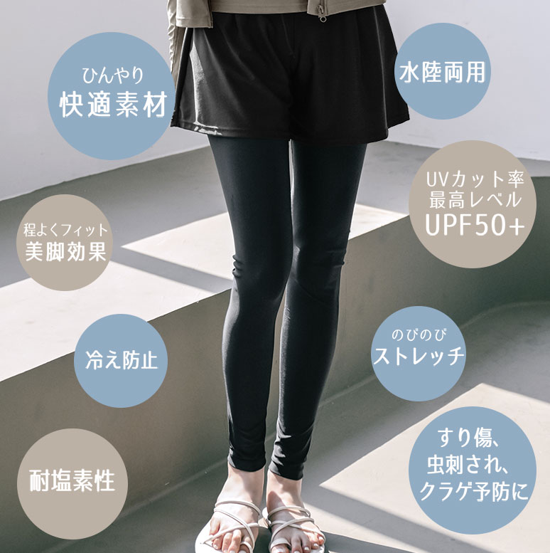 UVカット率99.9%以上 ラッシュレギンス付きショートパンツ 水着