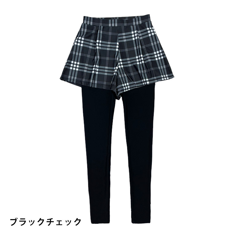 【DITA WHITE】青と黒のチェック柄 スノーボードパンツ　レディース UVカット率99.9%以上 ラッシュレギンス付きショートパンツ キッズ 子供