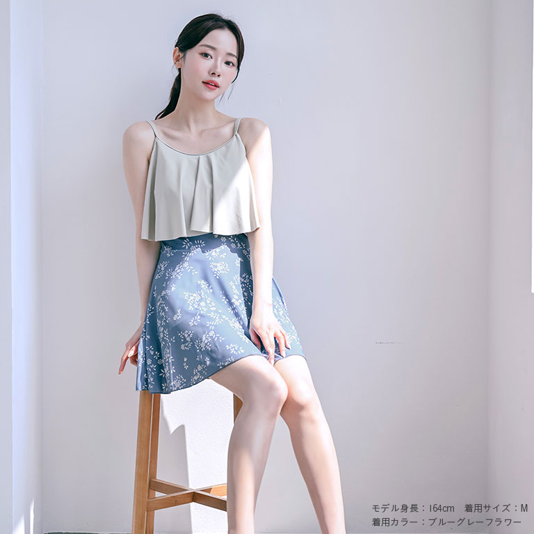 水着 レディース ワンピース 体型カバー 2way セパレート パンツ