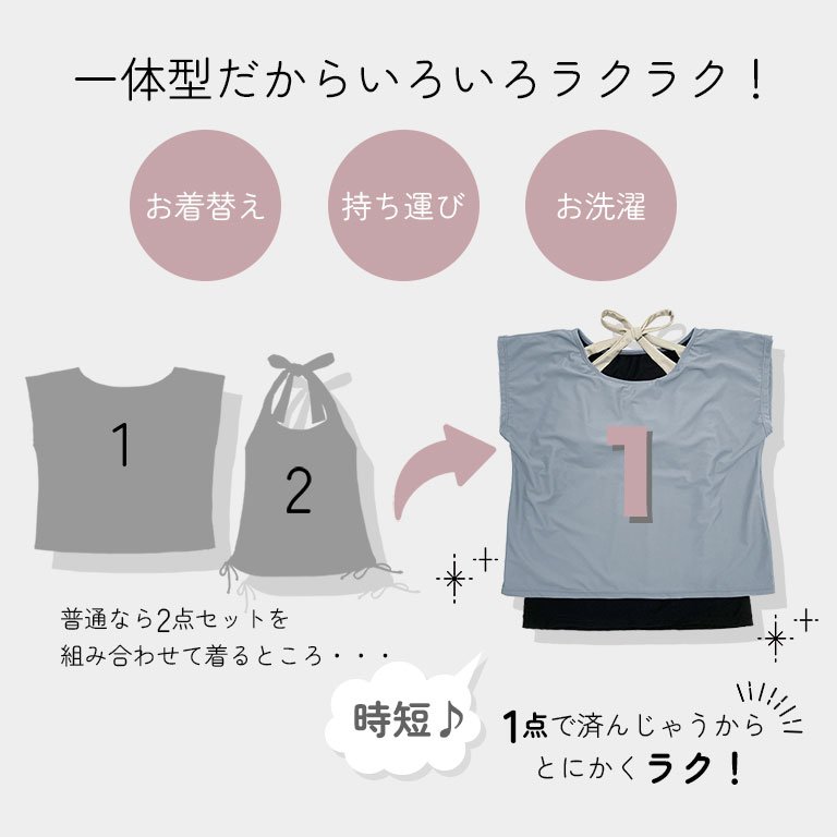 水着 レディース 体型カバー インナー付き トップス Tシャツ フレンチ袖 大きいサイズ 可愛い スポーツウェア 【送料無料】 ts001｜dearcologne｜12