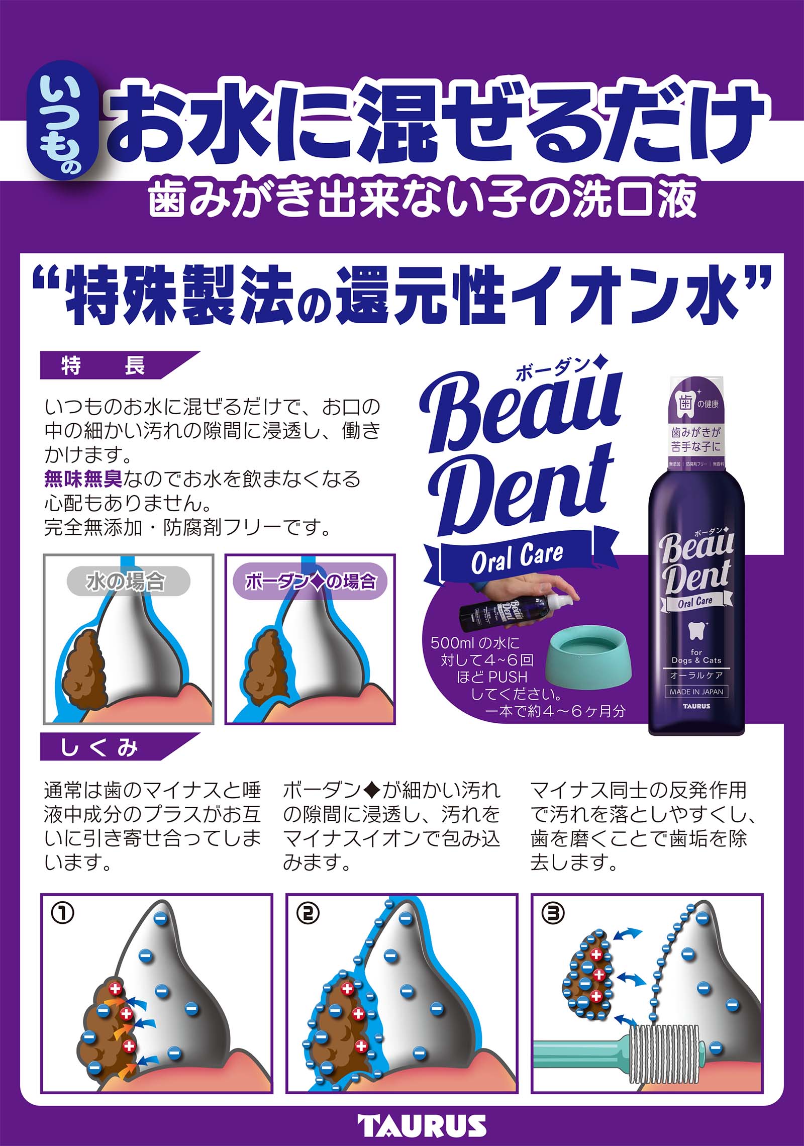 犬 液体歯磨き トーラス ボーダン 240ml 日本製 完全無添加 防腐剤