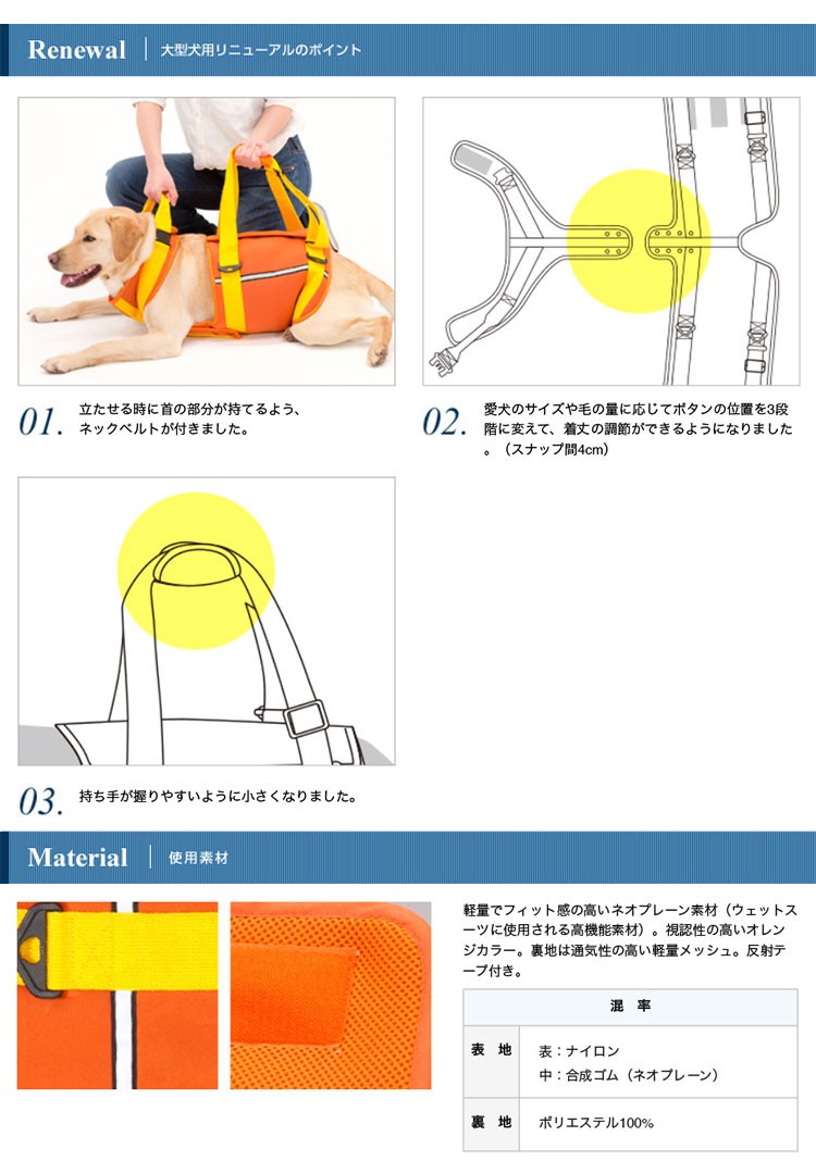 大型犬用 歩行補助ハーネス トンボ ララウォーク ネオプレーン