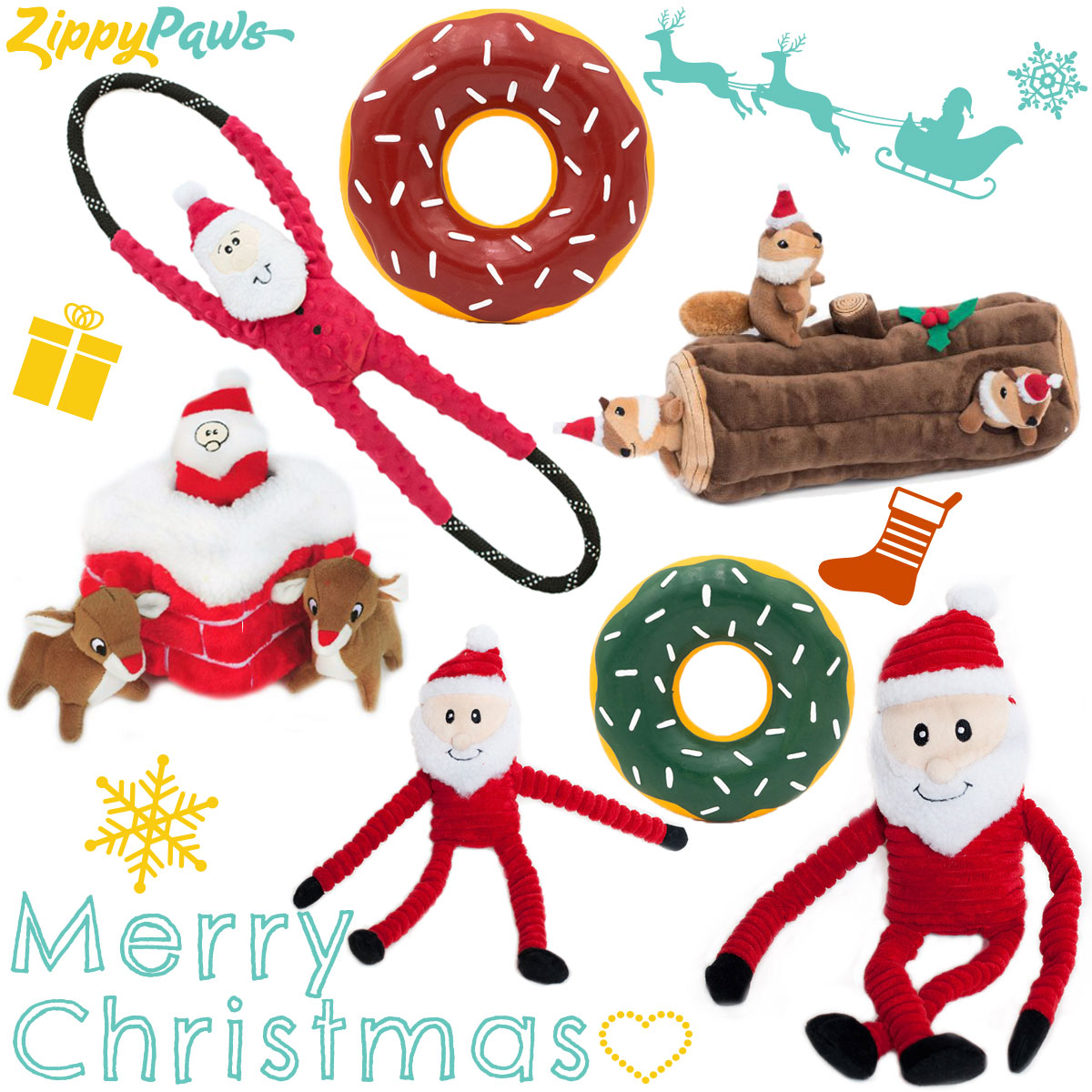 ジッピーパウズ クリスマス ラテックス ドーナツ 2個パック 中型