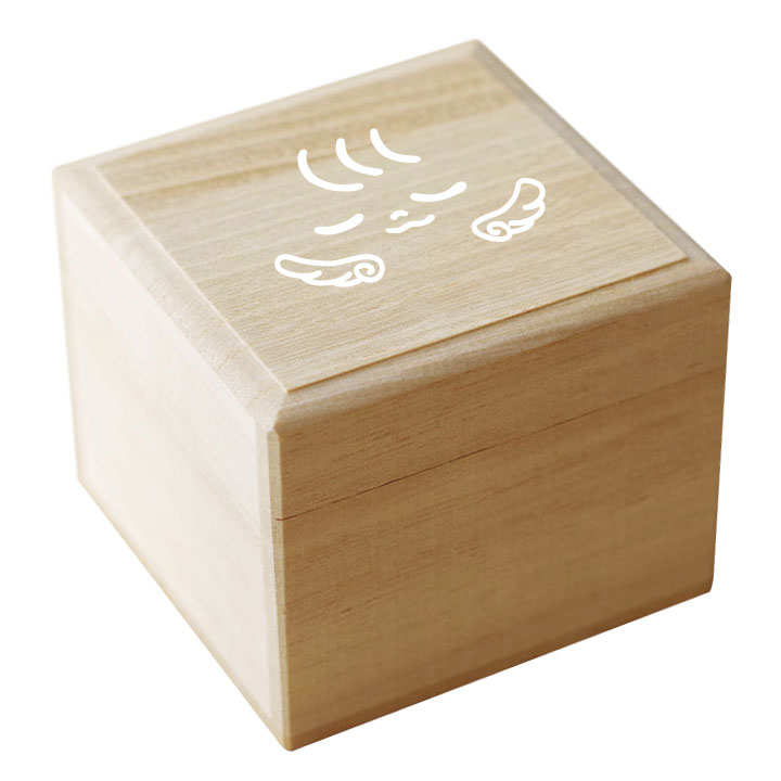 木製 ミニ骨壷 桐製 桐箱 遺品 ケース イラスト 防湿 抗菌 防腐 ミニ骨