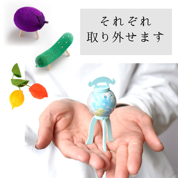 お盆飾り 盆提灯 新盆セット ミニ 提灯飾り 付 ちりめん 精霊馬