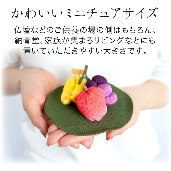 お供え ちりめん 飾り 果物 フルーツ セット 小 蓮の葉 国産