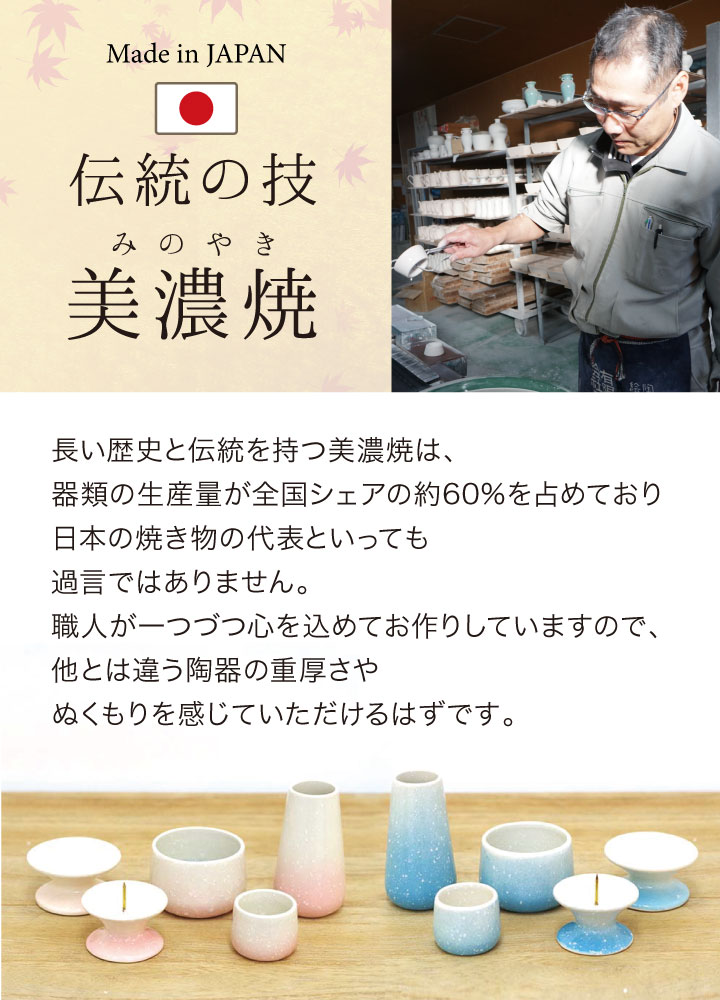 仏具 単品 ろうそく立て ミニ 丸型 陶器 国産 美濃焼 グラデーション