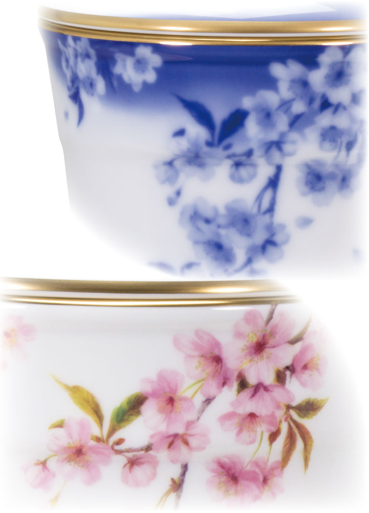 骨壷 国産 大倉陶園 桜 大 ブルー 最高級 分骨 納骨 陶磁器 日本製 絵