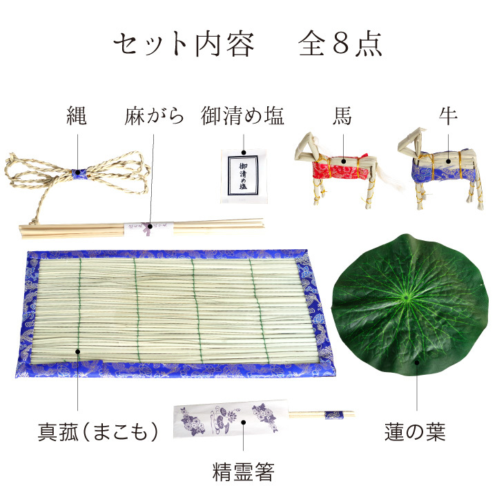 お盆飾りセット お盆 お供え 8点 セット 仏壇 新盆セット 初盆セット