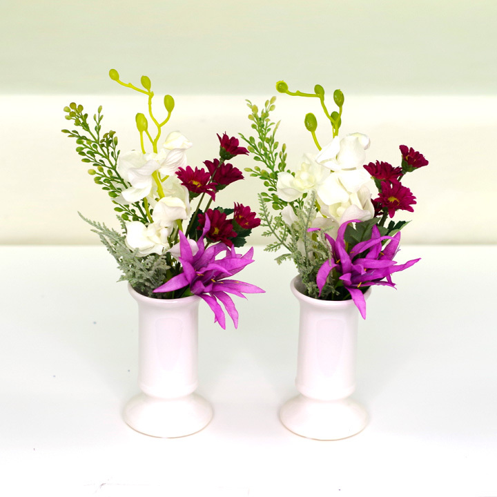 仏具 小物 花瓶 花立て 12cm フラワーベース 一対 2点 セット シンプル