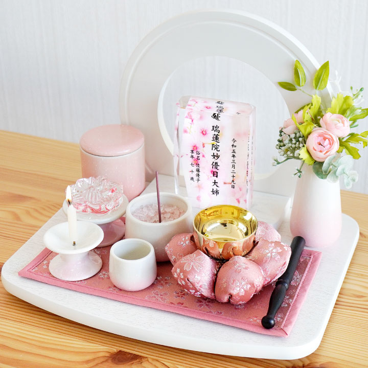 仏具 おりん お花 布団 金襴 座布団 セット 花座布団 ピンク イエロー