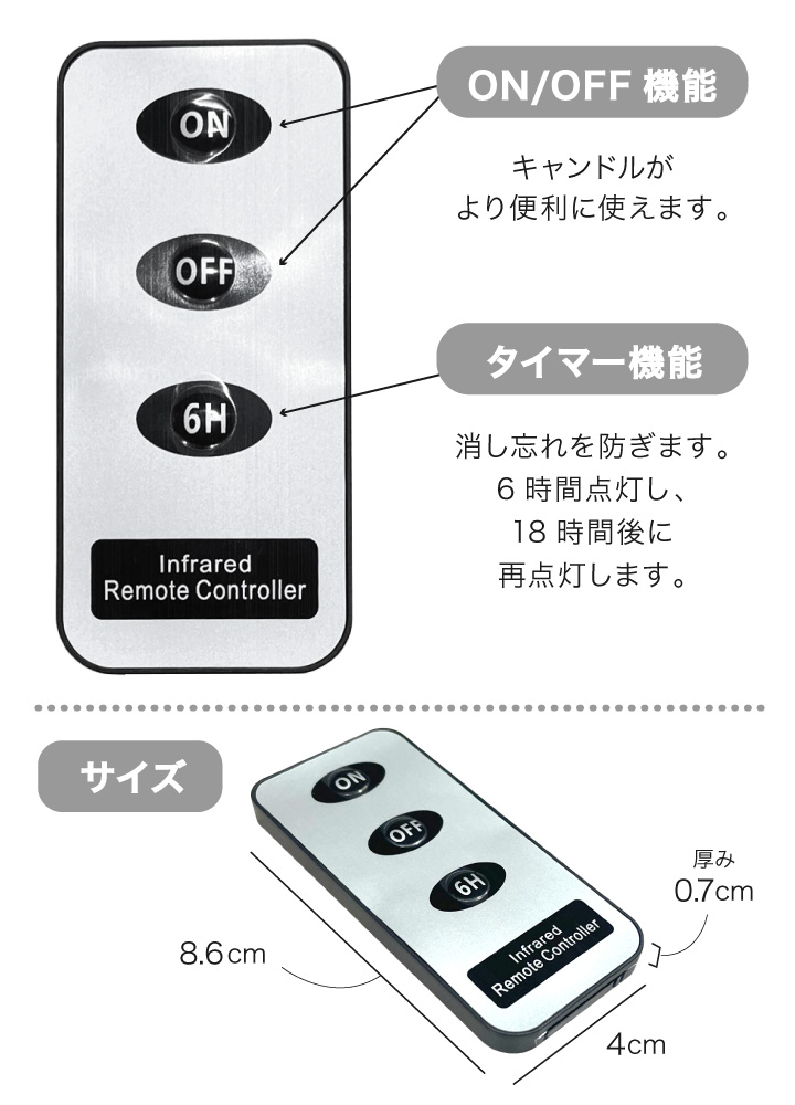 仏具 いろはあかり 専用 リモコン 電池式 L...の詳細画像2