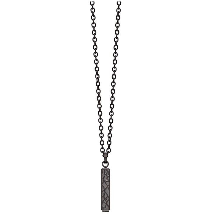 遺骨ペンダント 遺骨 アクセサリー ハンマードスティック ブラック メンズ シルバー アジャスター インナーポケット口径