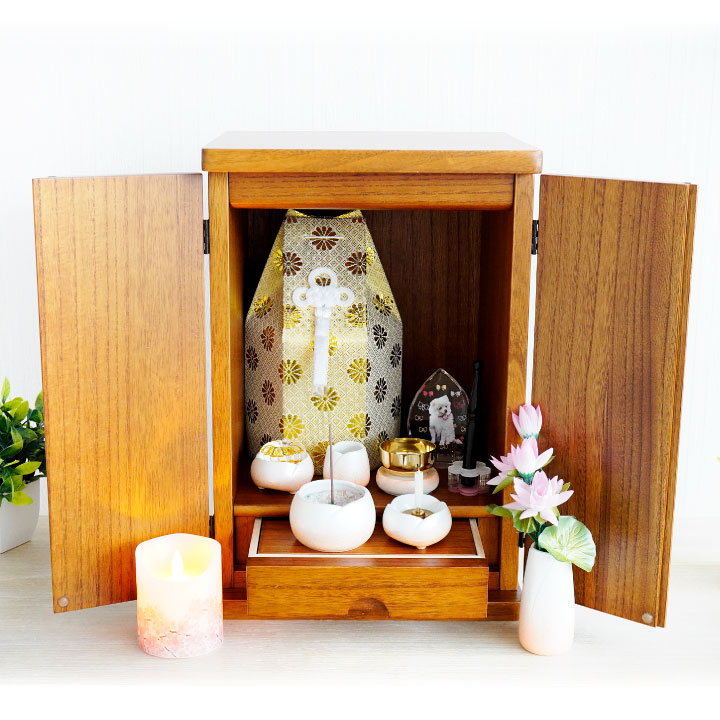 ペット骨袋 骨壷カバー 菊花 4寸 六角 ゴールド シルバー 骨袋 金 銀