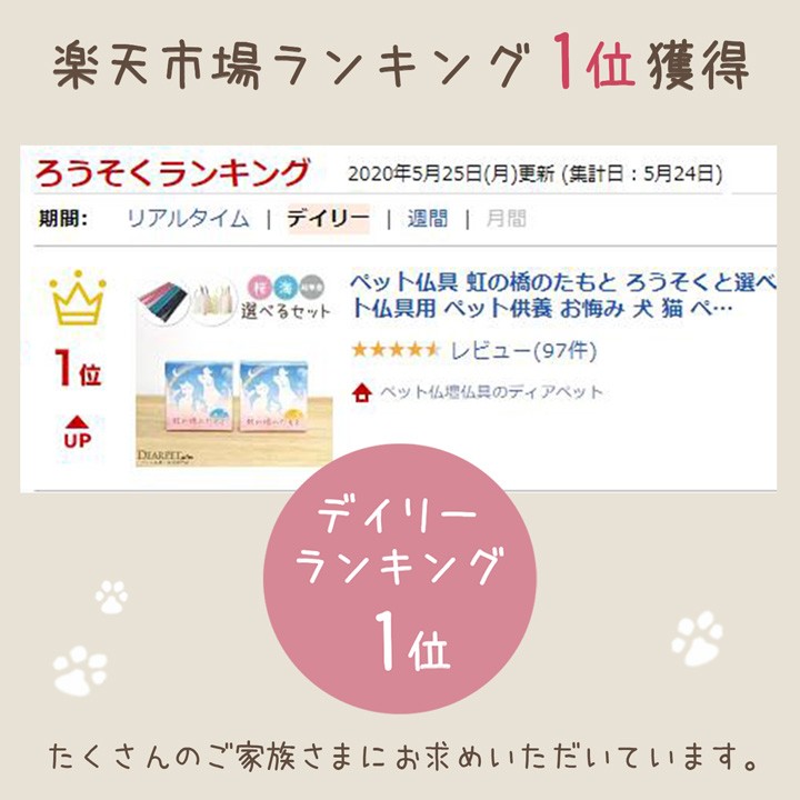ペット仏具 虹の橋のたもと ろうそく& 選べる 線香 セット 国産 ミニ 小さい ペット供養 お供え ロウソク ネコポス対応 関連画像1