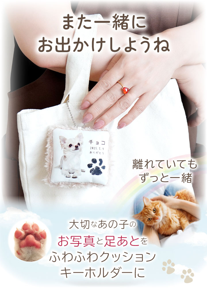 ペット 写真で作る 足あと うちの子 クッショ...の詳細画像1