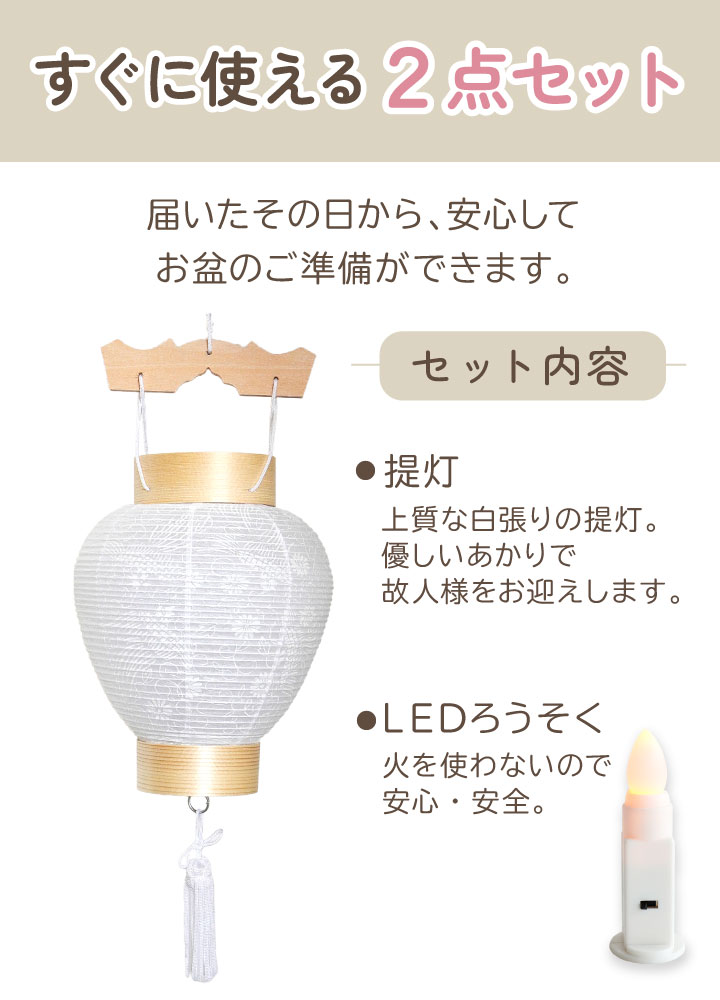 ペット 盆提灯 新盆用 初盆 白紋天 提灯 L...の詳細画像5