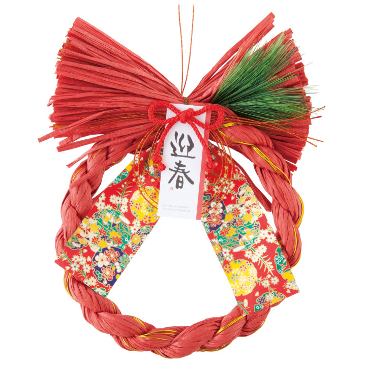 Yoomin★大王松の大きめしめ縄飾り＆赤いタッセルのしめ縄飾り お正月 飾り 迎春 和 和風 輪飾り しめ縄 壁掛け 赤 椿 松 正月