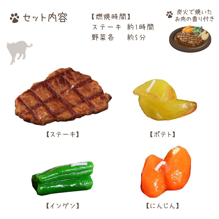 ペットのかわいい仏具といっしょにお供えしたいステーキキャンドル