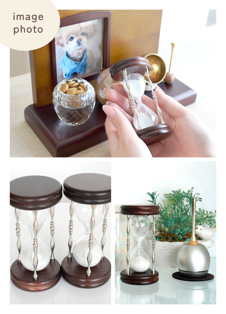 ペット 遺骨 砂時計 ガラス & ステージ型 供養台 ペット仏壇 セット