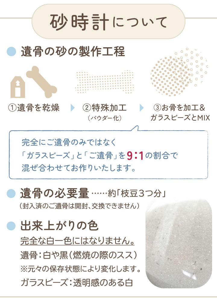 ペット 遺骨 砂時計 ガラス 封入 ケイウノ ...の詳細画像5
