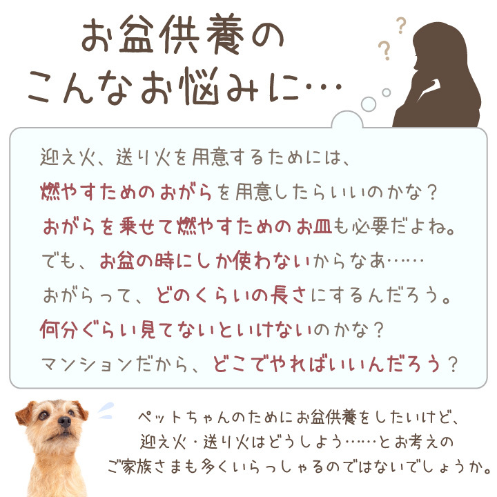 ペット供養 お盆 迎え火・送り火 セット 国産 安心 おがらの代わり 新盆 初盆 盆供養 お盆飾り 短時間 関連画像3