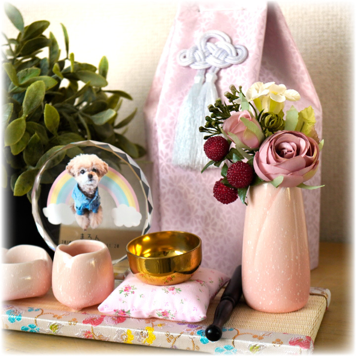 ペット仏具 やわらぎの花 水入れ さくら 小 ミニ ピンク 国産 日本製