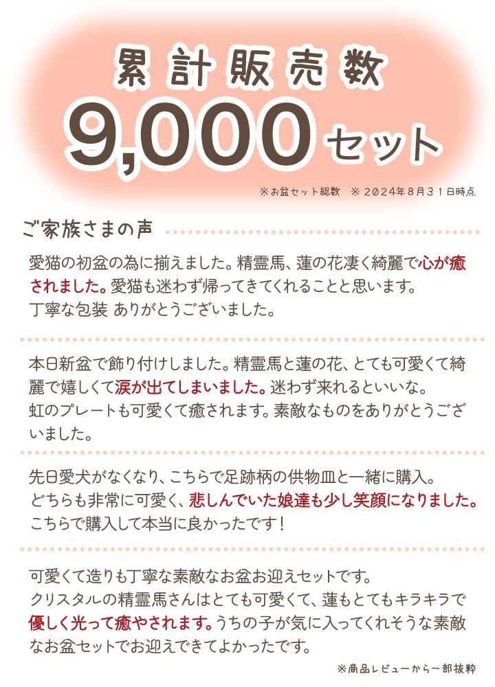 【1000円OFF】ペット お盆飾り お迎えセット きらきら クリスタル 精霊馬 蓮 10点 お供え 新盆 初盆 お盆 セット 関連画像5