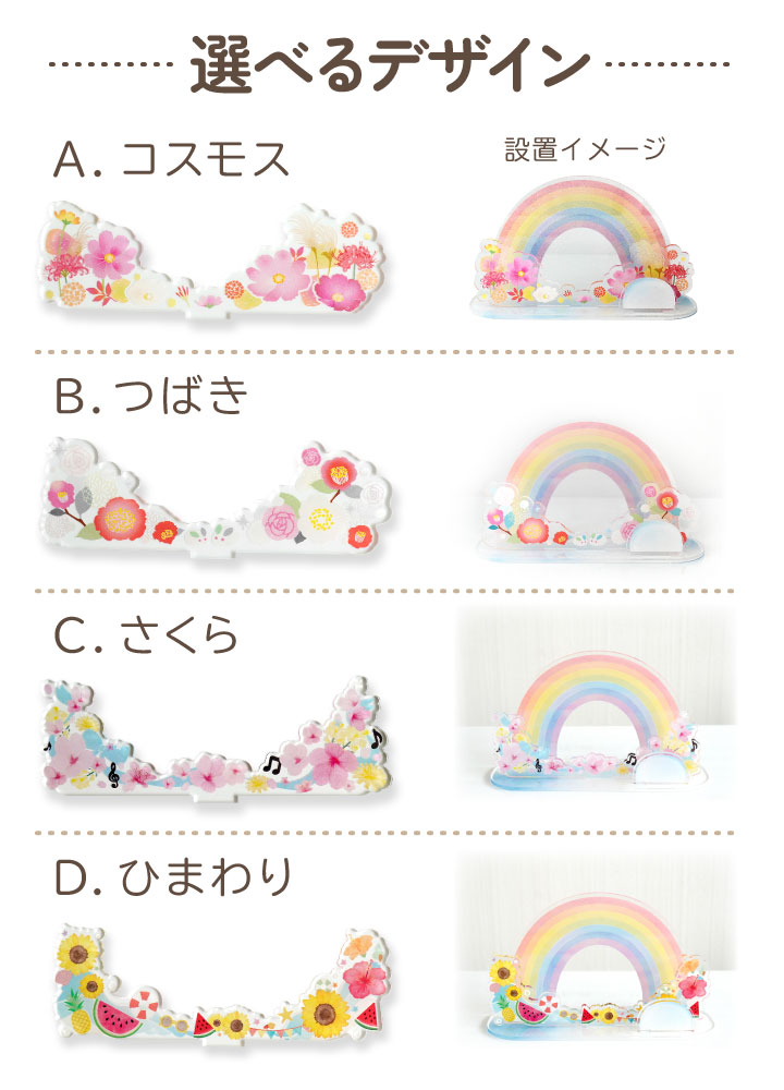 受注生産 ペット お供え お飾り 虹の橋 アクリルスタンド きせかえパーツ セット ネームプレート 季節 アクスタ ネコポス対応 ※写真パーツは付属しません 関連画像3