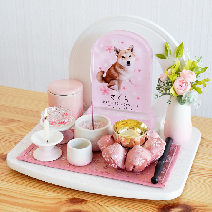 ペット仏具 おりん セット ペットおりん お花 座布団 和風 桜 さくら