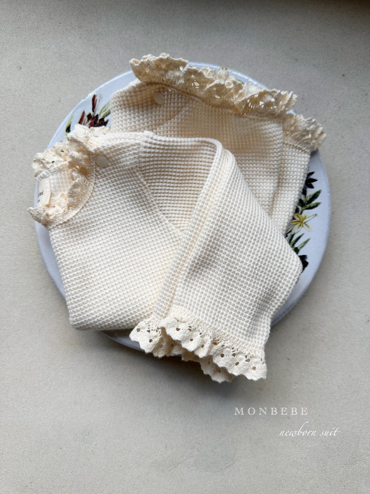 monbebe ロンパース waffle suit (bonnet set)  新生児 ベビー赤ちゃ...